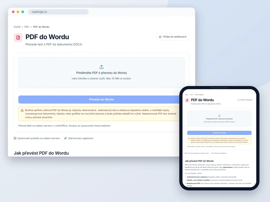Ukázka nástroje PDF do Wordu